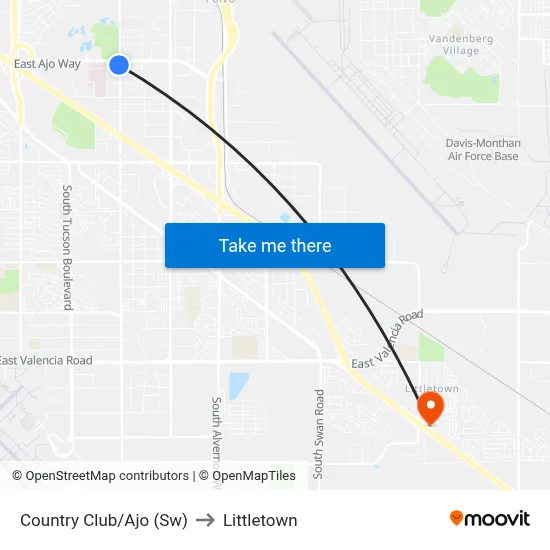 Country Club/Ajo (Sw) to Littletown map
