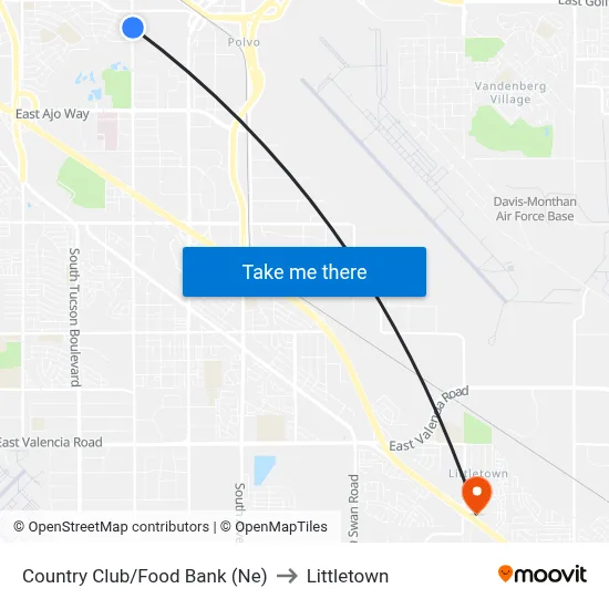 Country Club/Food Bank (Ne) to Littletown map