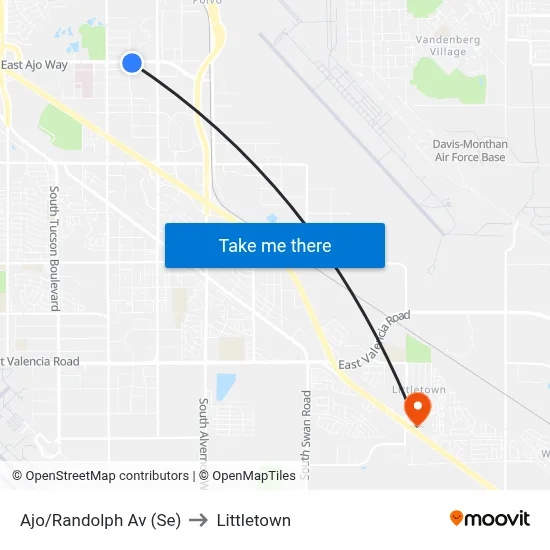 Ajo/Randolph Av (Se) to Littletown map