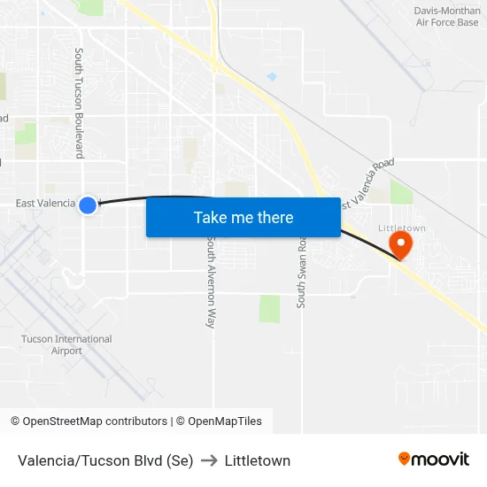Valencia/Tucson Blvd (Se) to Littletown map