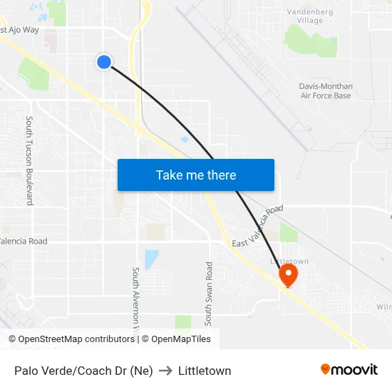 Palo Verde/Coach Dr (Ne) to Littletown map
