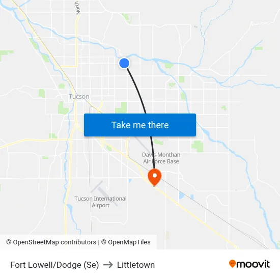 Fort Lowell/Dodge (Se) to Littletown map