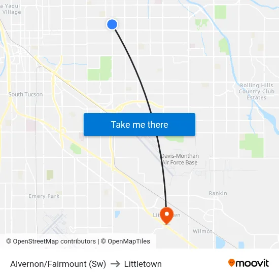 Alvernon/Fairmount (Sw) to Littletown map