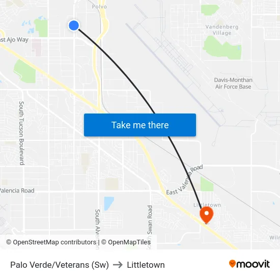 Palo Verde/Veterans (Sw) to Littletown map