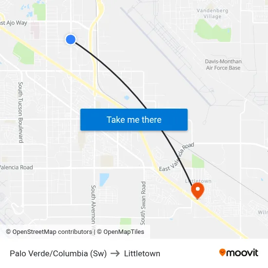Palo Verde/Columbia (Sw) to Littletown map