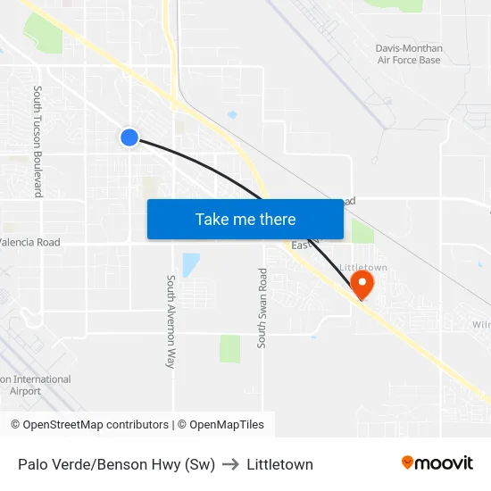 Palo Verde/Benson Hwy (Sw) to Littletown map