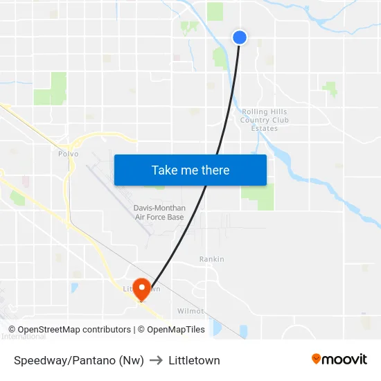 Speedway/Pantano (Nw) to Littletown map