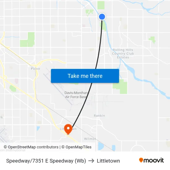 Speedway/7351 E Speedway (Wb) to Littletown map