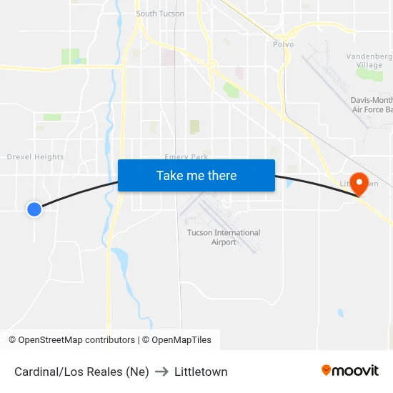 Cardinal/Los Reales (Ne) to Littletown map