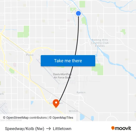 Speedway/Kolb (Nw) to Littletown map