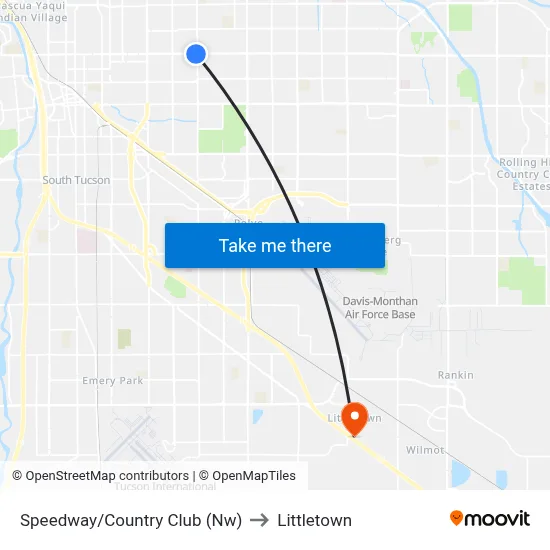 Speedway/Country Club (Nw) to Littletown map