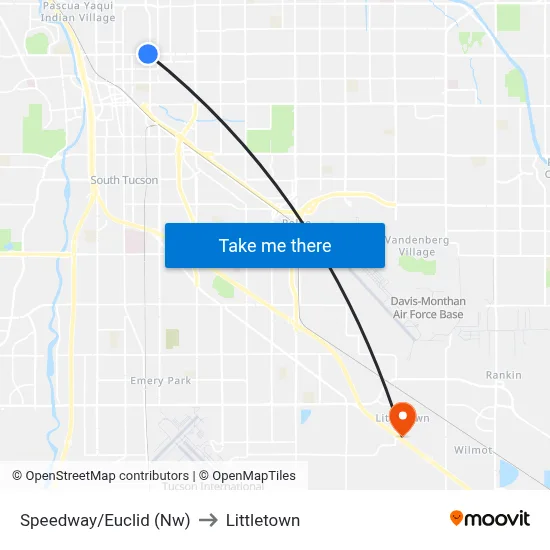 Speedway/Euclid (Nw) to Littletown map