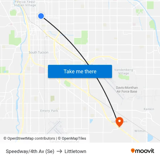 Speedway/4th Av (Se) to Littletown map