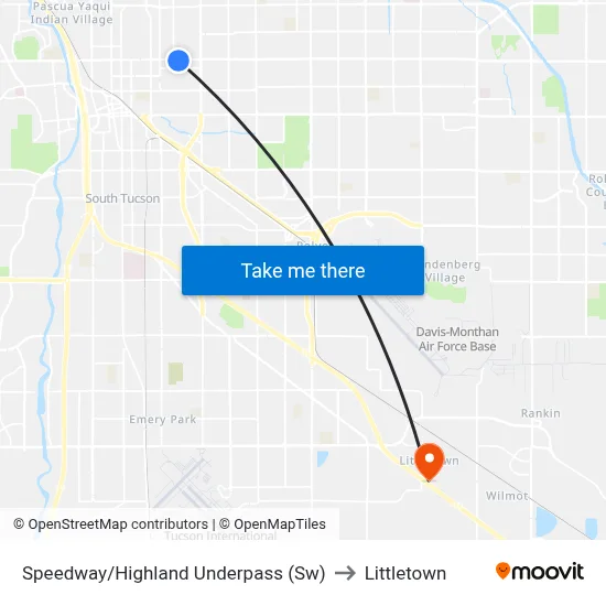 Speedway/Highland Underpass (Sw) to Littletown map
