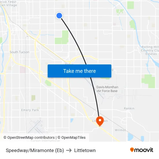 Speedway/Miramonte (Eb) to Littletown map