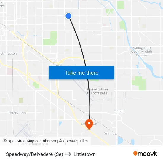 Speedway/Belvedere (Se) to Littletown map
