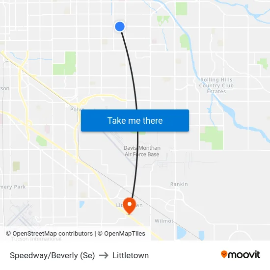 Speedway/Beverly (Se) to Littletown map