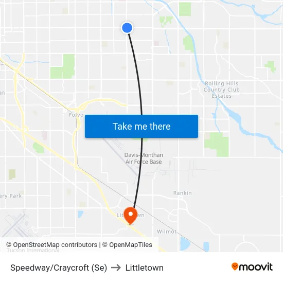 Speedway/Craycroft (Se) to Littletown map