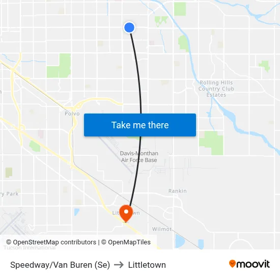 Speedway/Van Buren (Se) to Littletown map