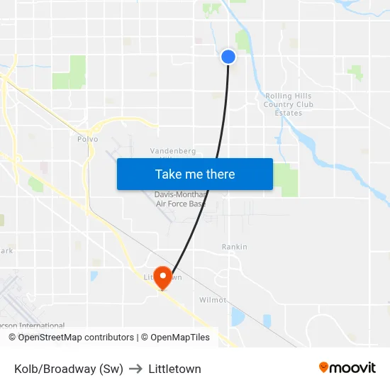 Kolb/Broadway (Sw) to Littletown map