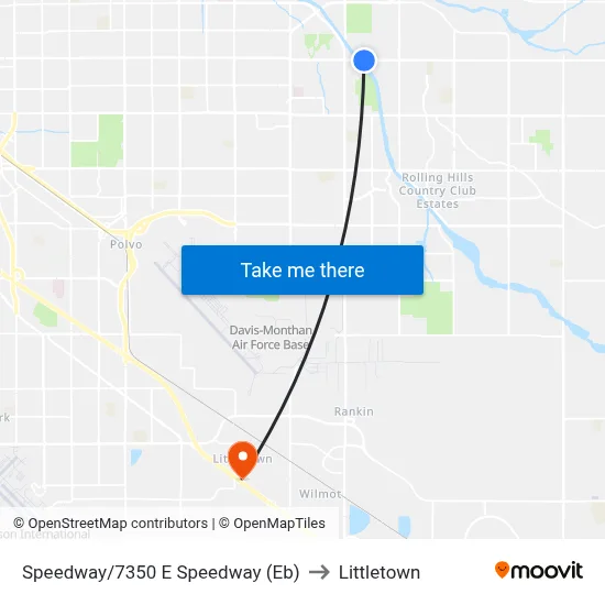 Speedway/7350 E Speedway (Eb) to Littletown map