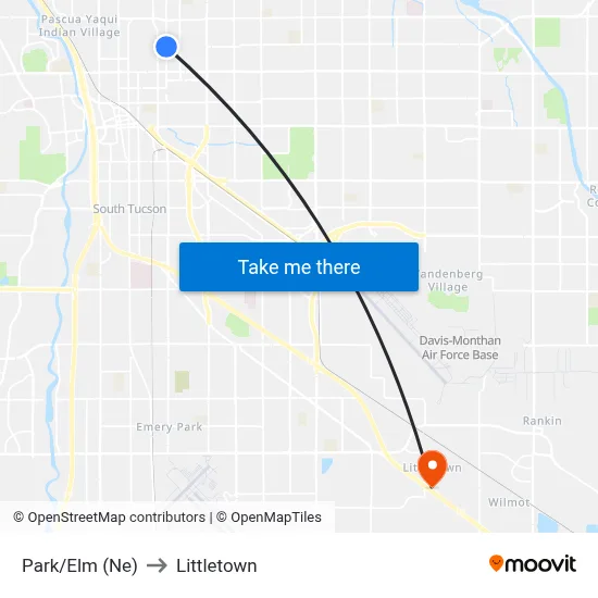 Park/Elm (Ne) to Littletown map