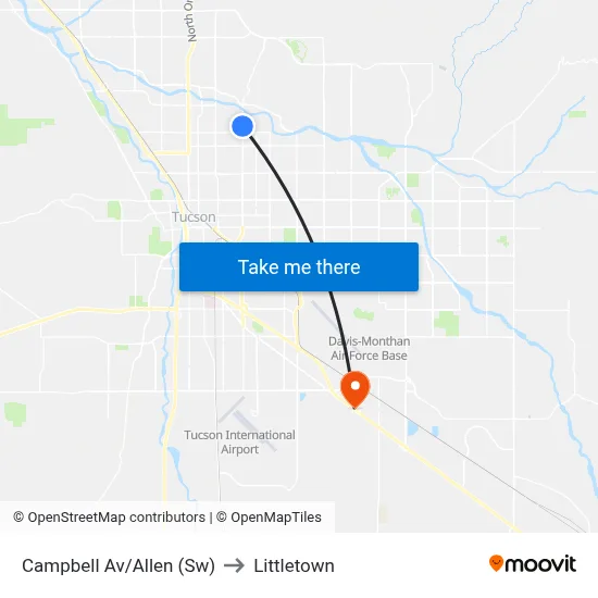 Campbell Av/Allen (Sw) to Littletown map