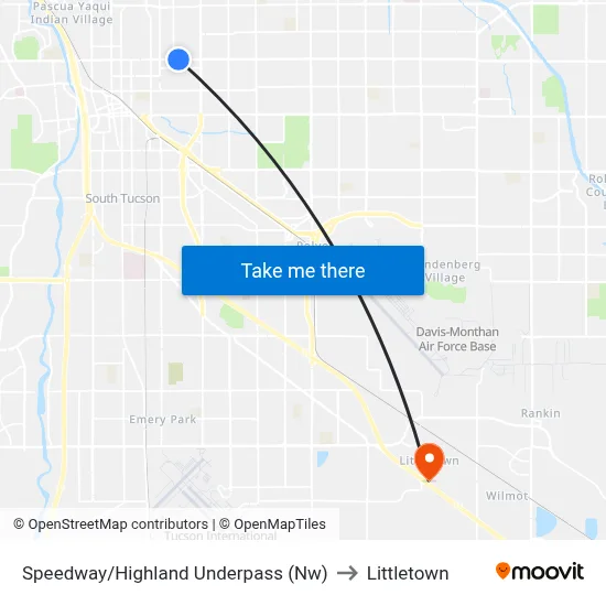 Speedway/Highland Underpass (Nw) to Littletown map