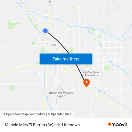 Miracle Mile/El Burrito (Se) to Littletown map