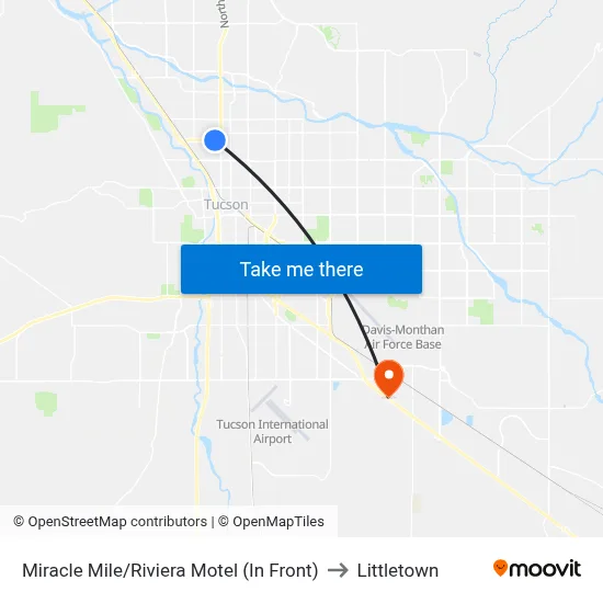Miracle Mile/Riviera Motel (In Front) to Littletown map