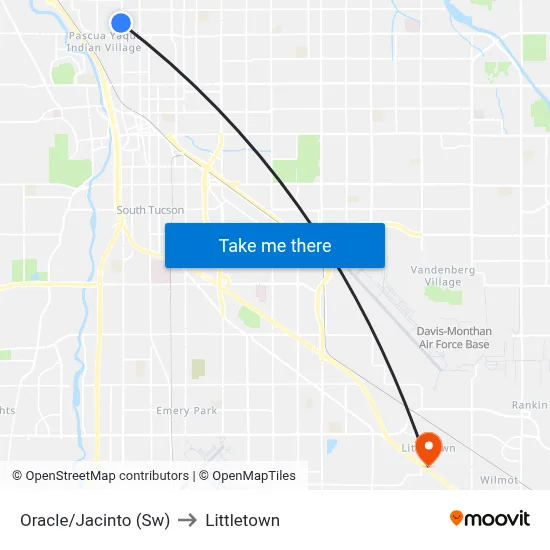 Oracle/Jacinto (Sw) to Littletown map