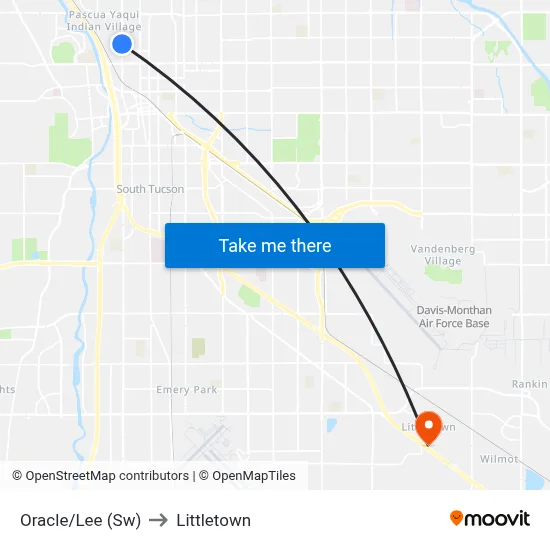 Oracle/Lee (Sw) to Littletown map