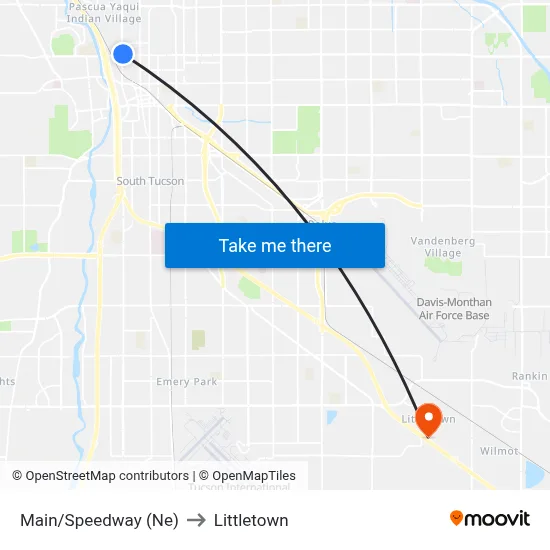 Main/Speedway (Ne) to Littletown map