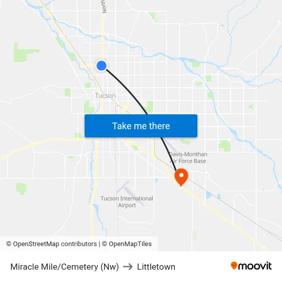 Miracle Mile/Cemetery (Nw) to Littletown map