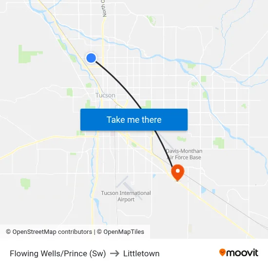 Flowing Wells/Prince (Sw) to Littletown map