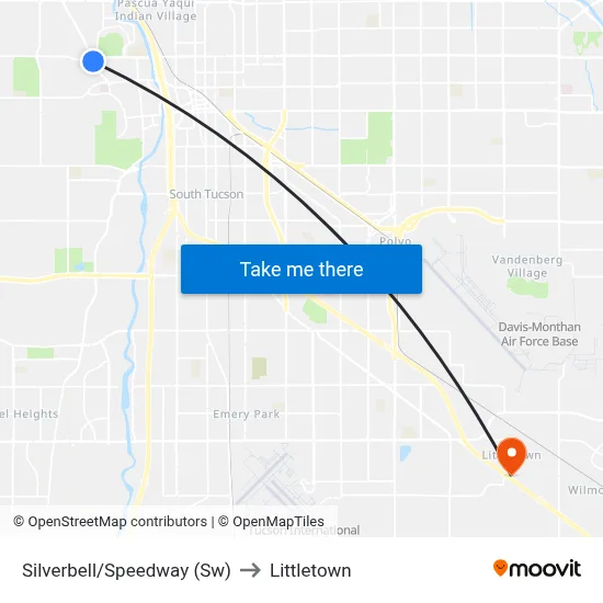 Silverbell/Speedway (Sw) to Littletown map