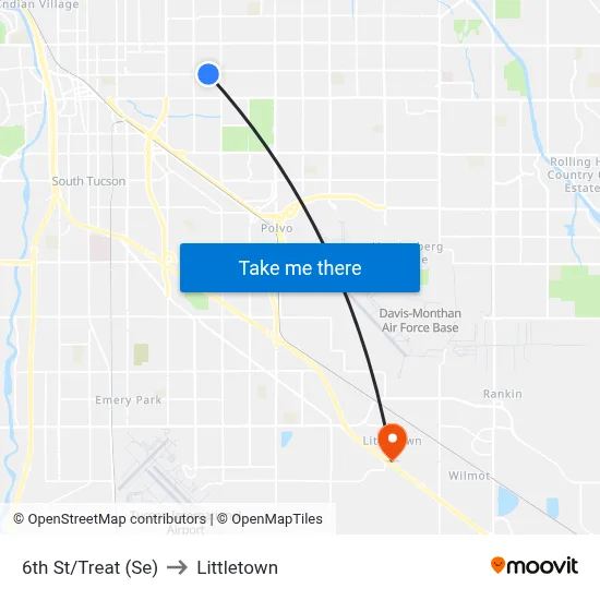 6th St/Treat (Se) to Littletown map