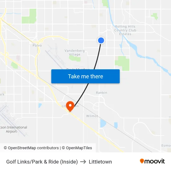 Golf Links/Park & Ride (Inside) to Littletown map