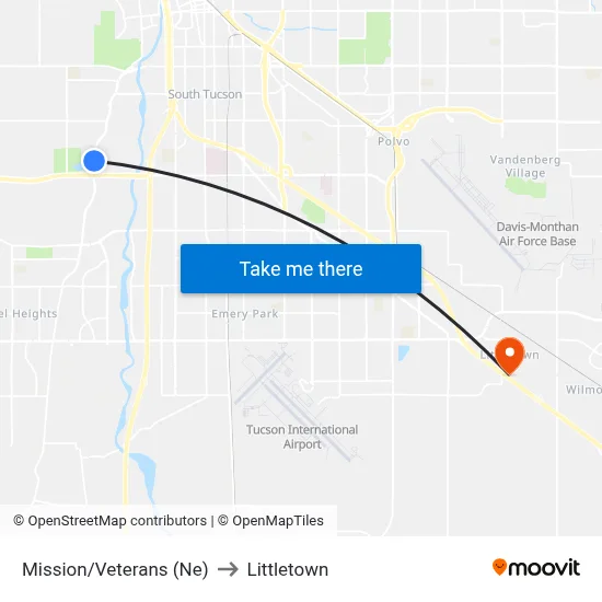 Mission/Veterans (Ne) to Littletown map