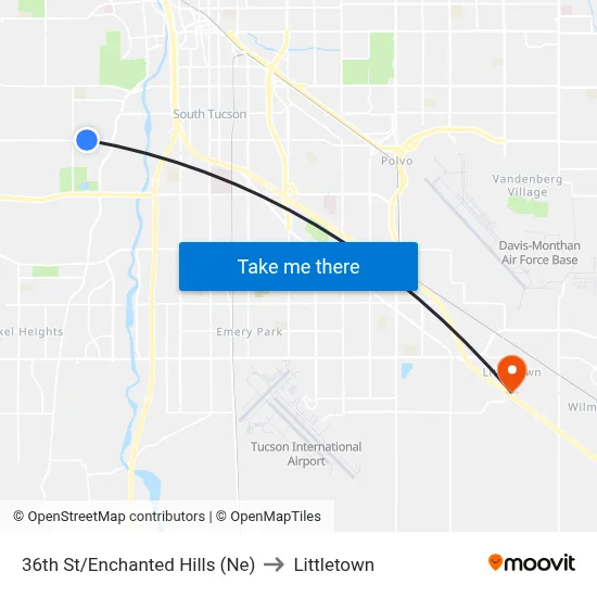 36th St/Enchanted Hills (Ne) to Littletown map
