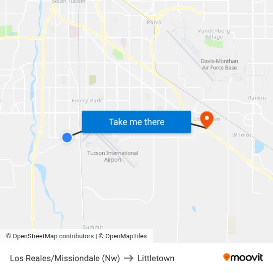 Los Reales/Missiondale (Nw) to Littletown map