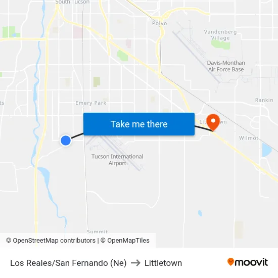 Los Reales/San Fernando (Ne) to Littletown map
