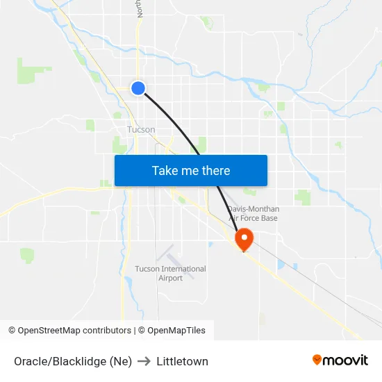 Oracle/Blacklidge (Ne) to Littletown map