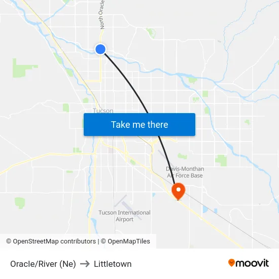 Oracle/River (Ne) to Littletown map