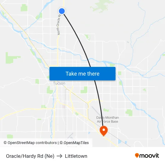 Oracle/Hardy Rd (Ne) to Littletown map
