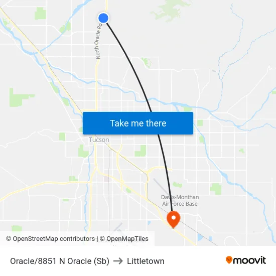 Oracle/8851 N Oracle (Sb) to Littletown map