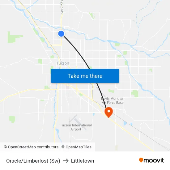 Oracle/Limberlost (Sw) to Littletown map