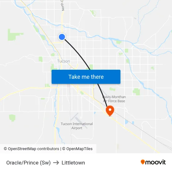 Oracle/Prince (Sw) to Littletown map