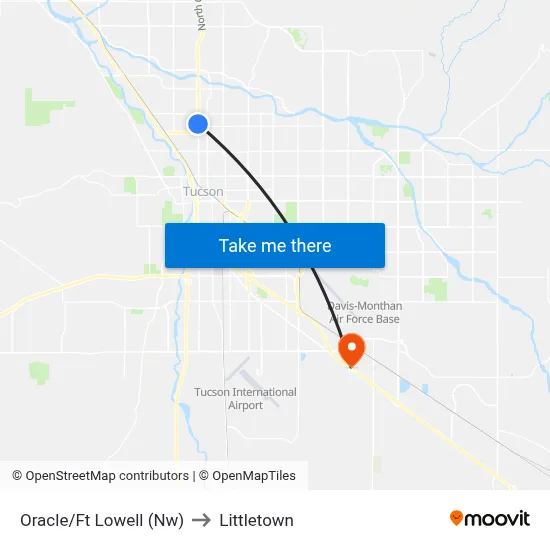 Oracle/Ft Lowell (Nw) to Littletown map