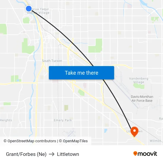 Grant/Forbes (Ne) to Littletown map